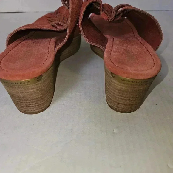 Michael Kors Westley Orange Suede Platform Open Toe Shoes SZ 9.5 - Picture 6 of 7